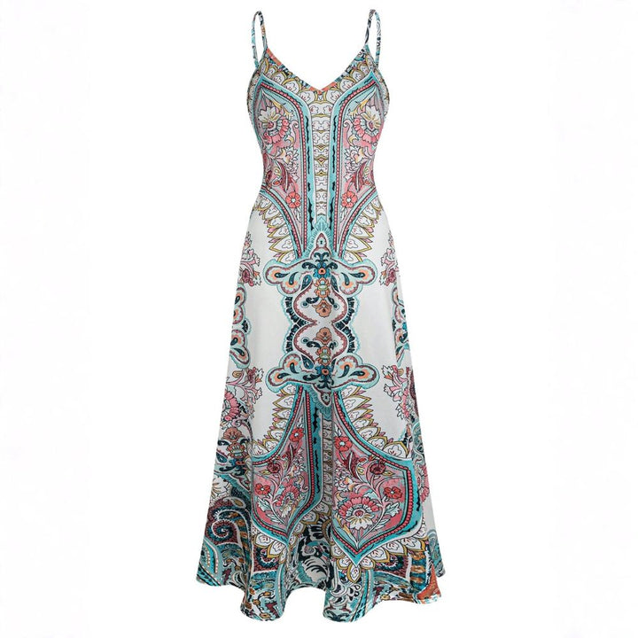 VIENA | BOHO FLORAL PRINT SLEEVELESS DRESS