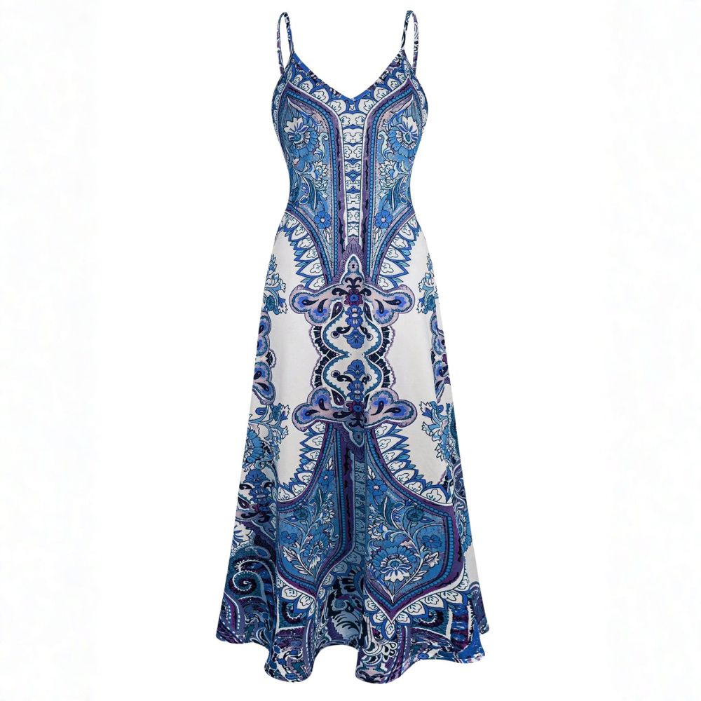 VIENA | BOHO FLORAL PRINT SLEEVELESS DRESS