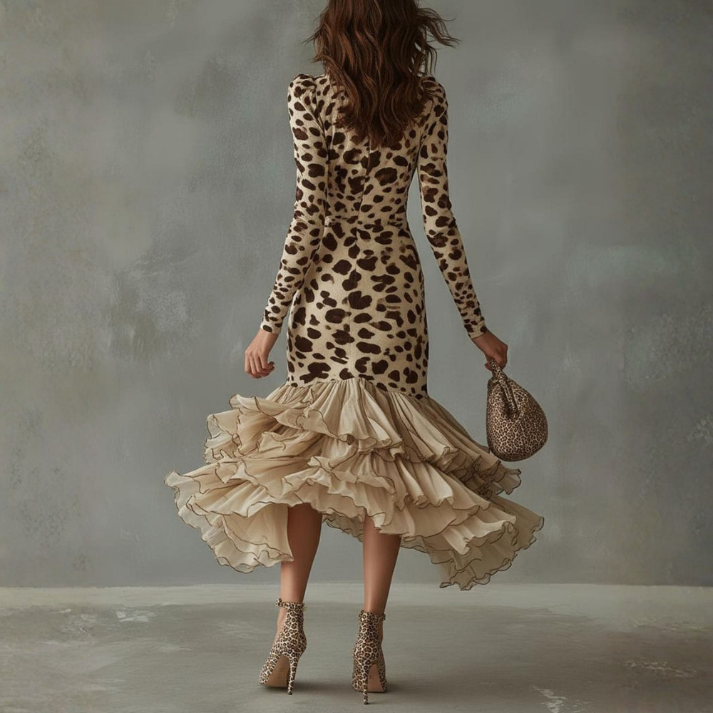 IRIS | LEOPARD PRINT MIDI DRESS