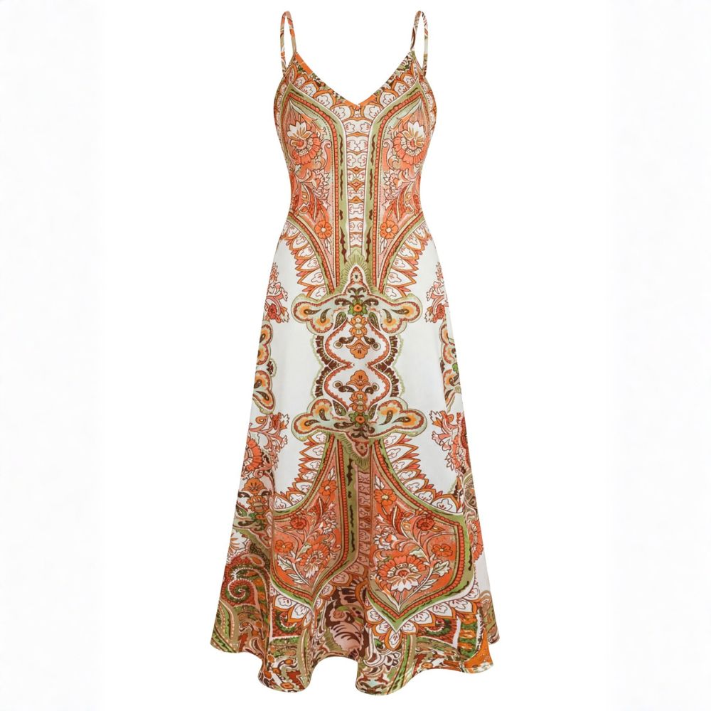 VIENA | BOHO FLORAL PRINT SLEEVELESS DRESS