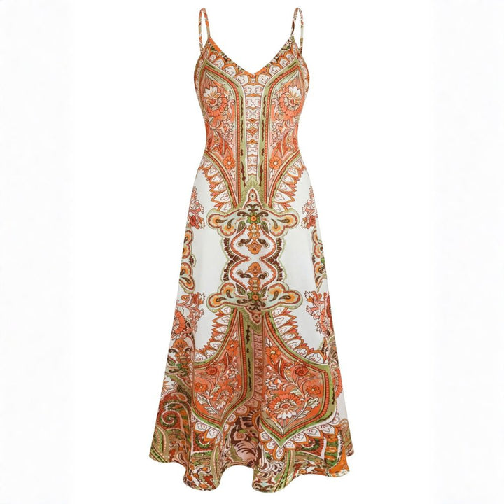 VIENA | BOHO FLORAL PRINT SLEEVELESS DRESS