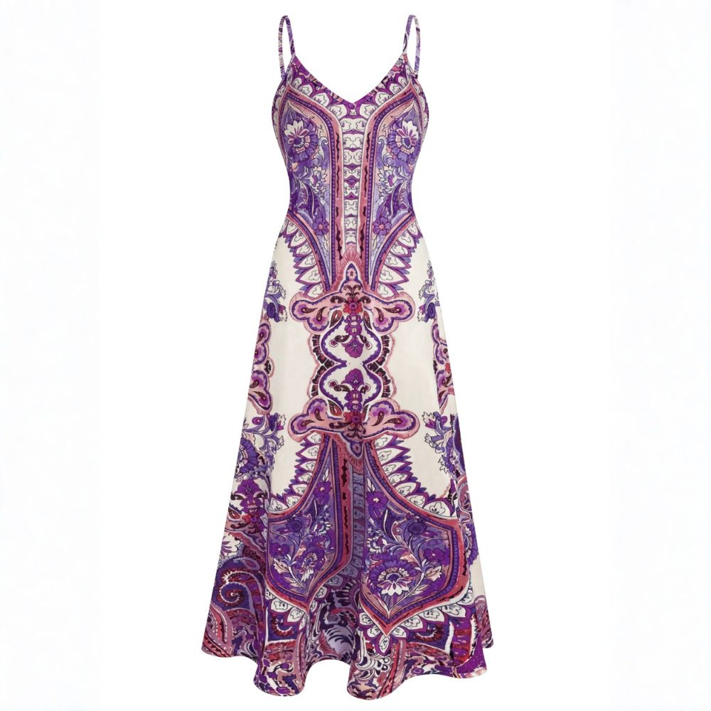 VIENA | BOHO FLORAL PRINT SLEEVELESS DRESS