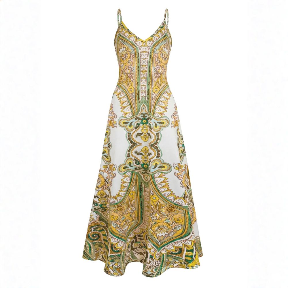 VIENA | BOHO FLORAL PRINT SLEEVELESS DRESS