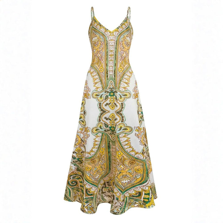 VIENA | BOHO FLORAL PRINT SLEEVELESS DRESS