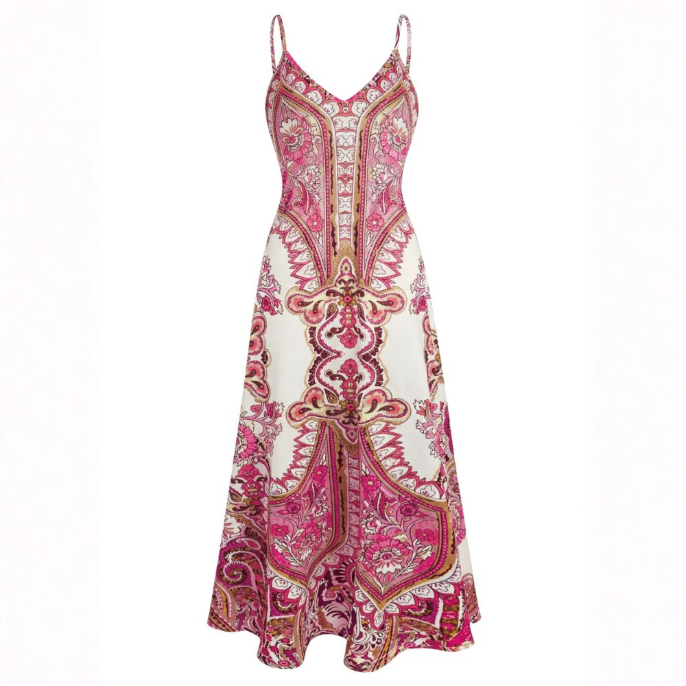 VIENA | BOHO FLORAL PRINT SLEEVELESS DRESS