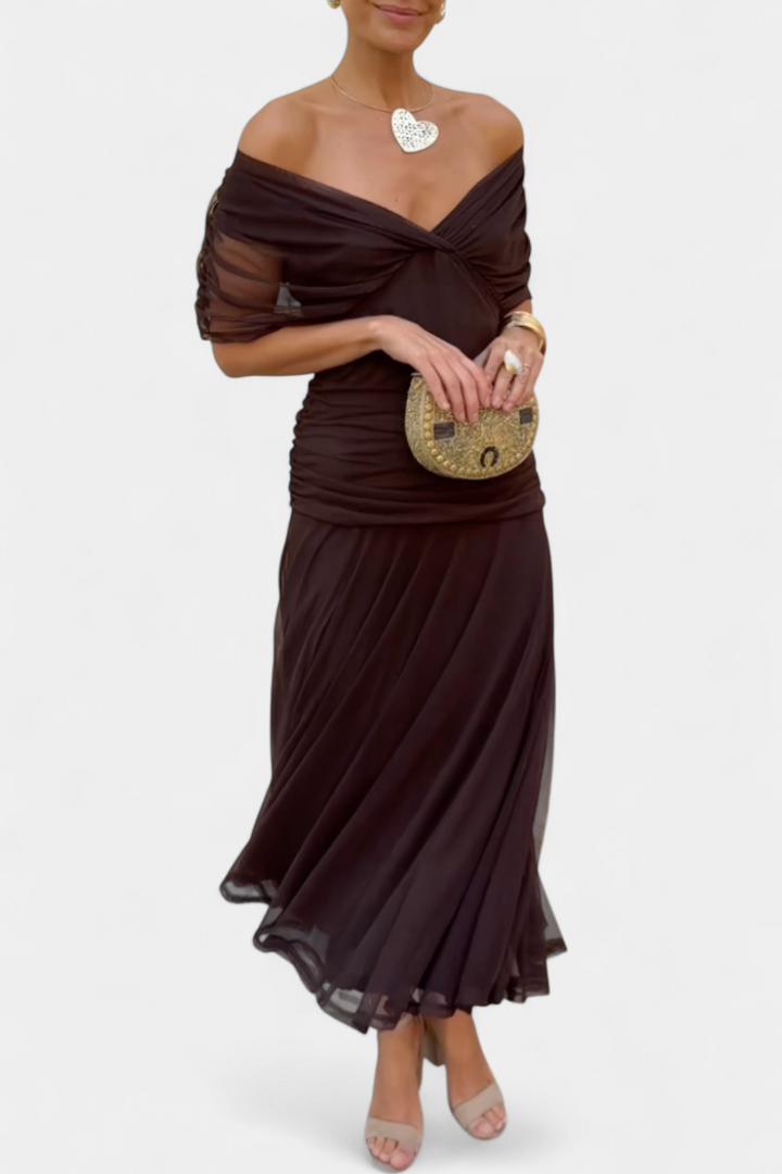 SKYE | LONG FLORAL V NECK DRESS