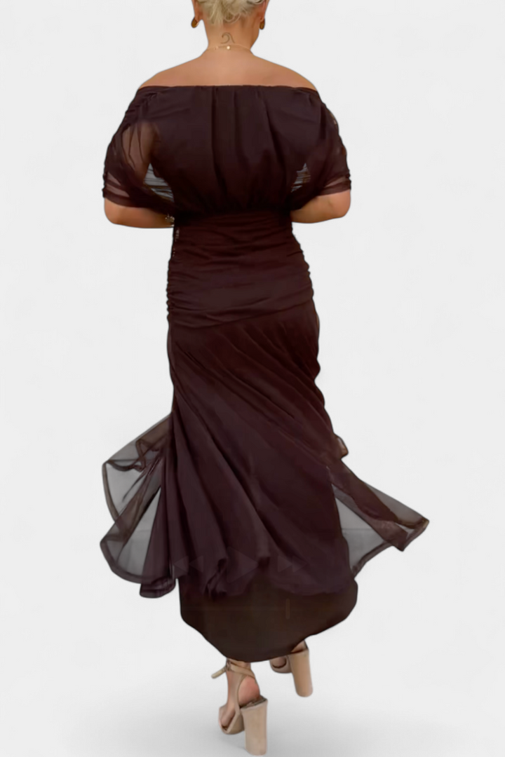 SKYE | LONG FLORAL V NECK DRESS