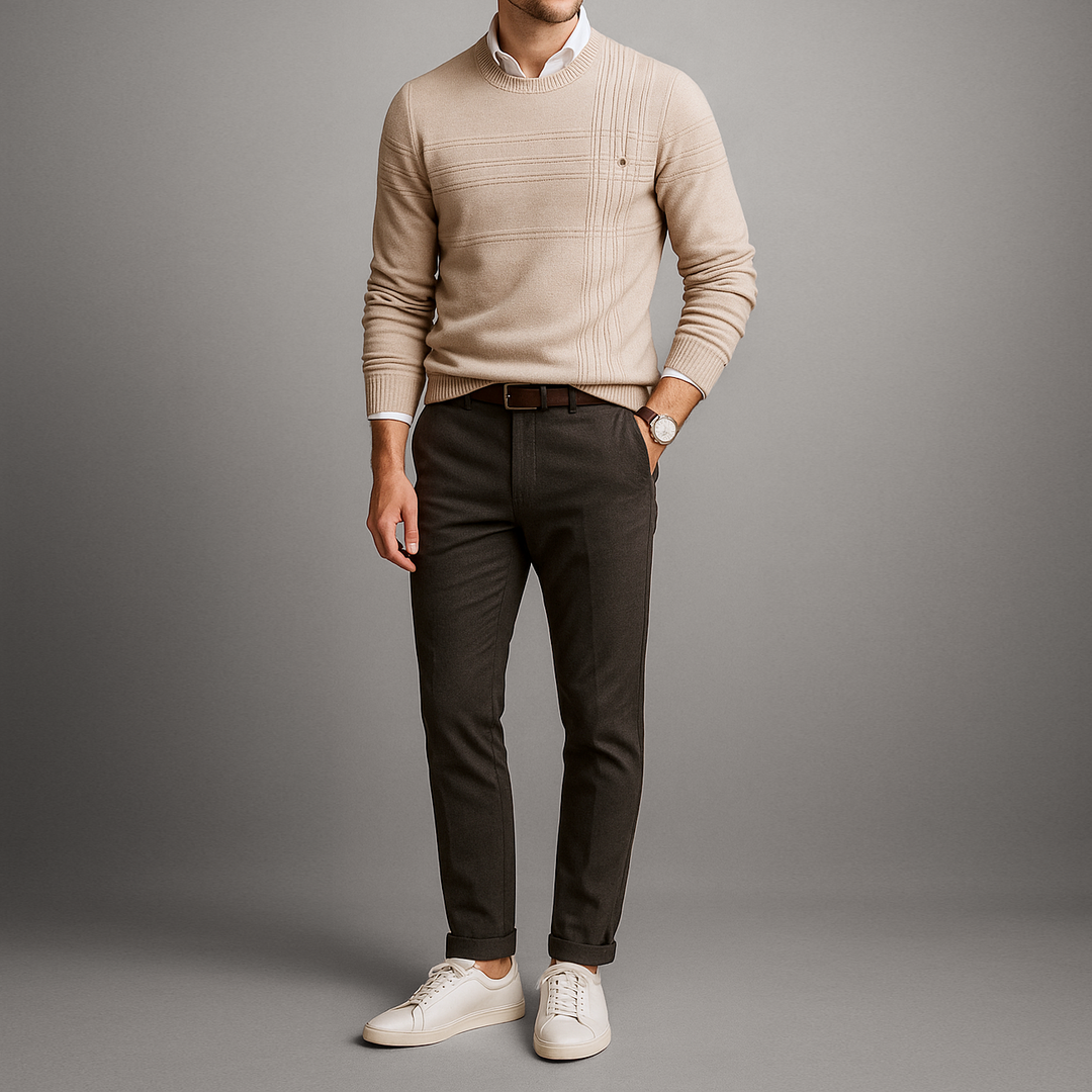 GEORGE | GRID-KNIT COTTON SWEATER